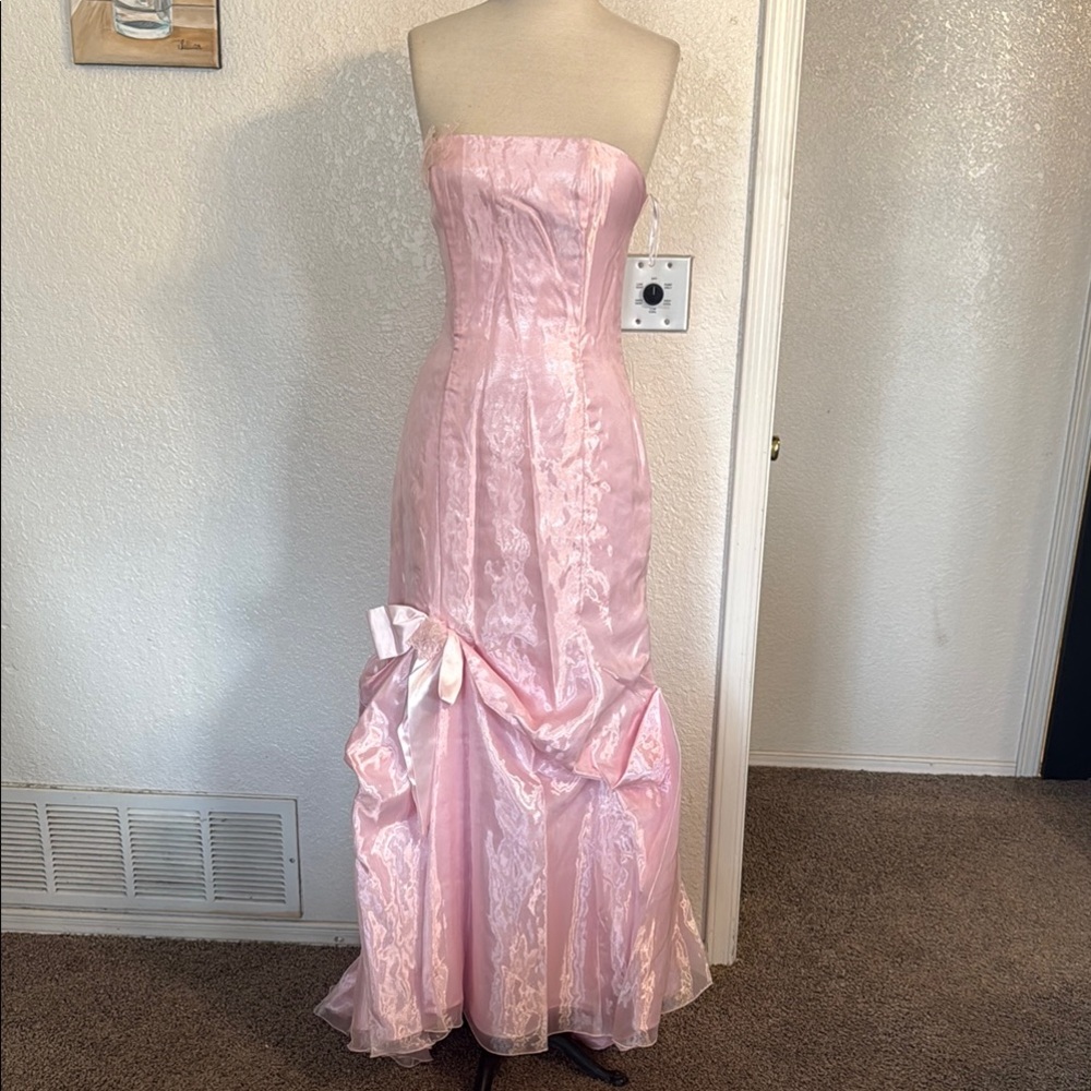 NWT vintage Jessica McClintock formal Elegant Pink mermaid Strapless Gown